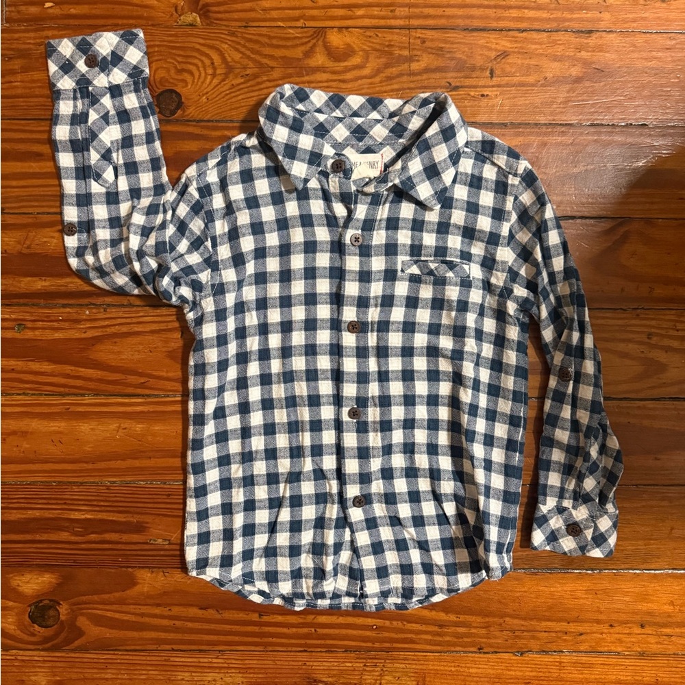 Classic Navy Checkered Kids Button-Down Shirt